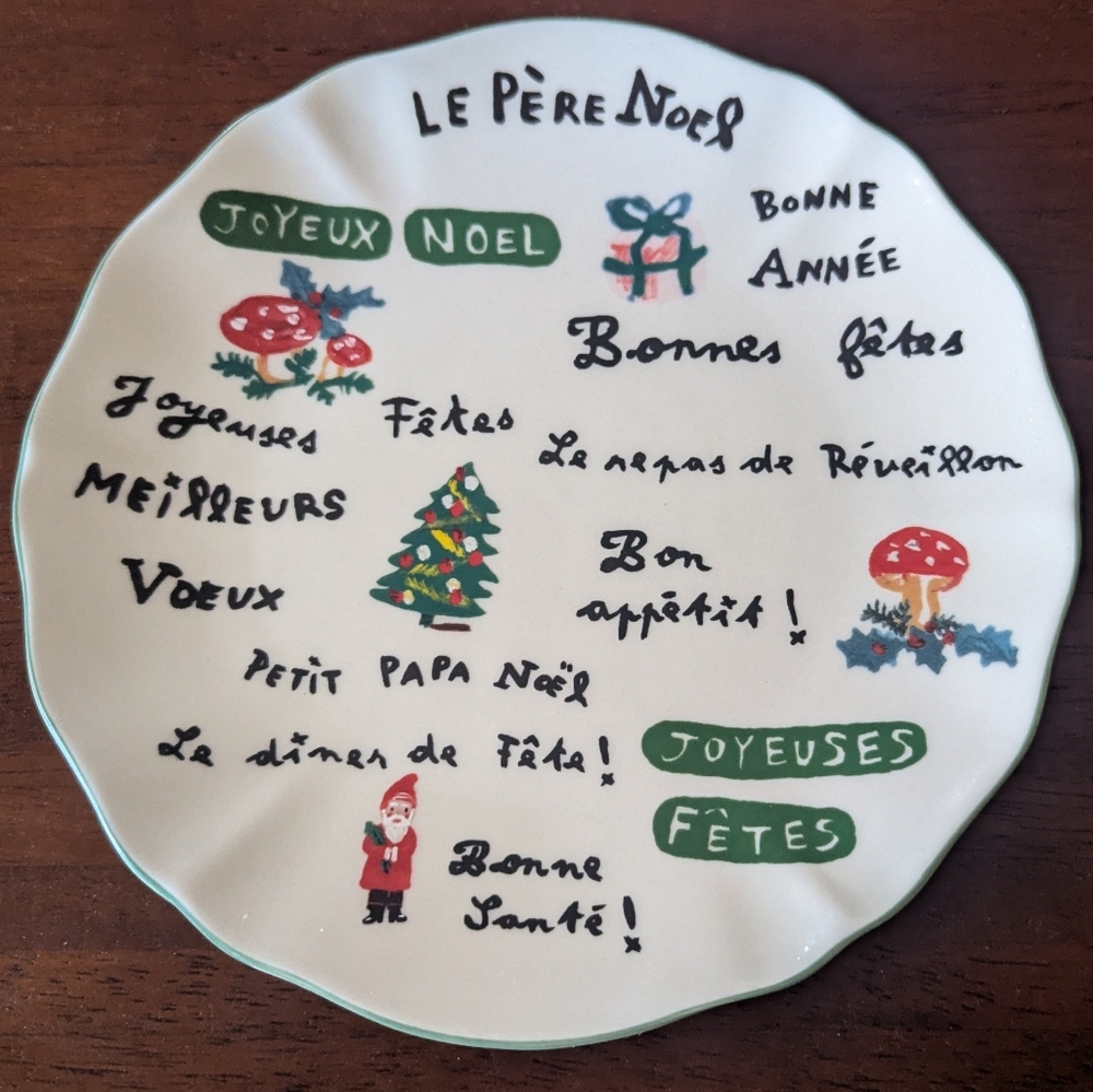 Rare! Anthropologie Nathalie Lete "Le Pere Noel" Santa Christmas Holiday Plate